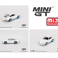 Mini GT 1:64 Porsche 911 Carrera RS 2.7 Grand Prix – White with Blue Livery- Mijo Exclusives