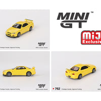 Mini GT 1:64 Nissan Skyline GT-R (R34) V-Spec – Lightning Yellow- MiJo Exclusives