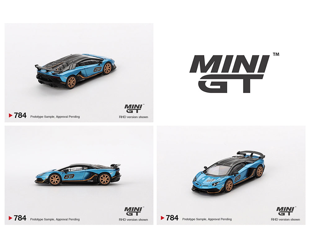 (Preorder) Mini GT 1:64 Lamborghini Aventador SVJ 63 – Blu Aegir – Mijo Exclusives