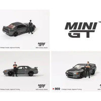 (Preorder) Mini GT 1:64 Nissan Skyline GT-R (R32) Nismo Gunmetal W/ Matsuda Figure – Tsugio Matsuda Collection