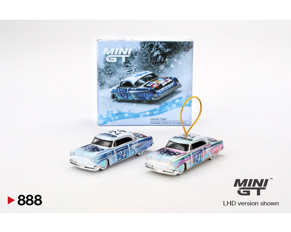 (Preorder) Mini GT 1:64 Lincoln Capri Christmas Hot Rod by Tim Sadchikov 2024 Christmas Edition Limited 9999 pieces – White