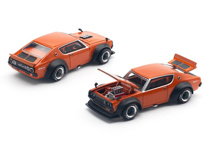 PR640173 SKYLINE GT-R V8 DRIFT (KENMERI) ORANGE Opening Front & Rear | Detailed Engine