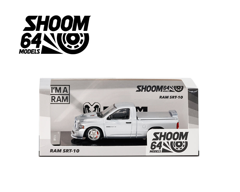 (Preorder) SHOOM64 1:64 2003 Dodge Ram SRT-10 Pickup – Silver