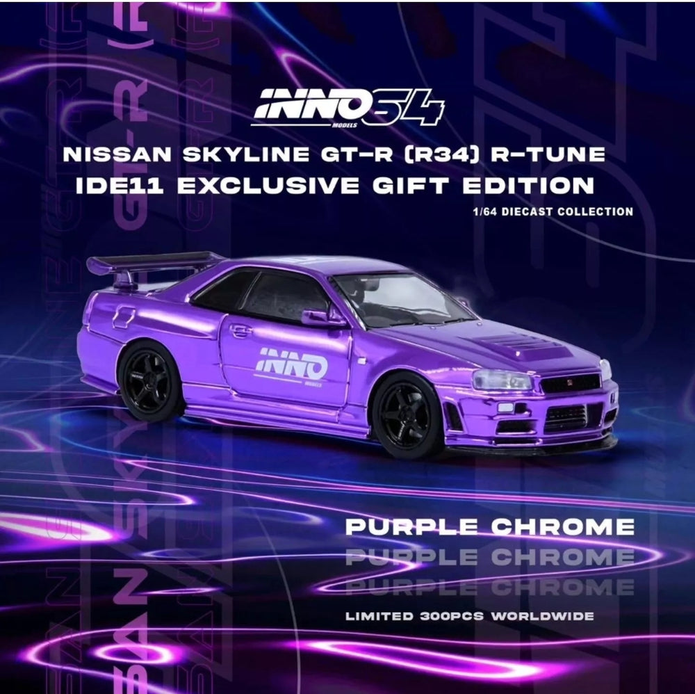 INNO64 NISSAN SKYLINE GT-R R34 R-TUNE PURPLE INDONESIA DIECAST EXPO 2024 DINNER