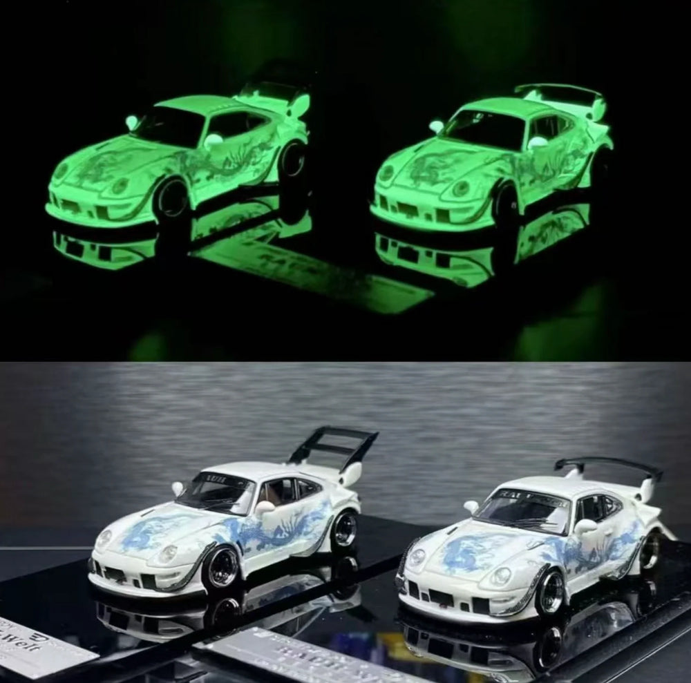 Street Weapon 1:64 RWB 993 Luminous Dragon Livery - 2 Car Set Glow in the Dark