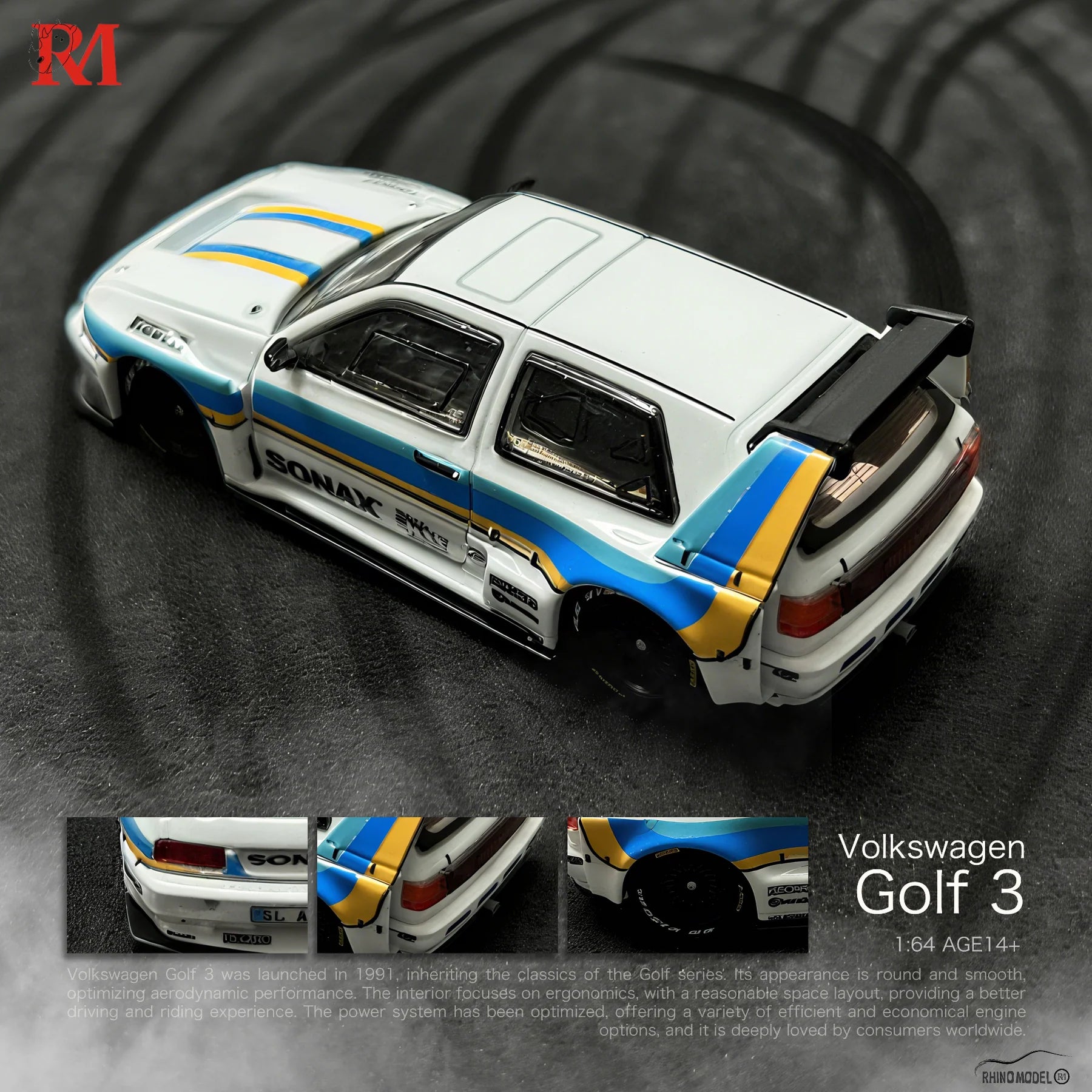 Rhino Model 1:64 Volkswagen Golf Mk3 3rd generation Concept version white