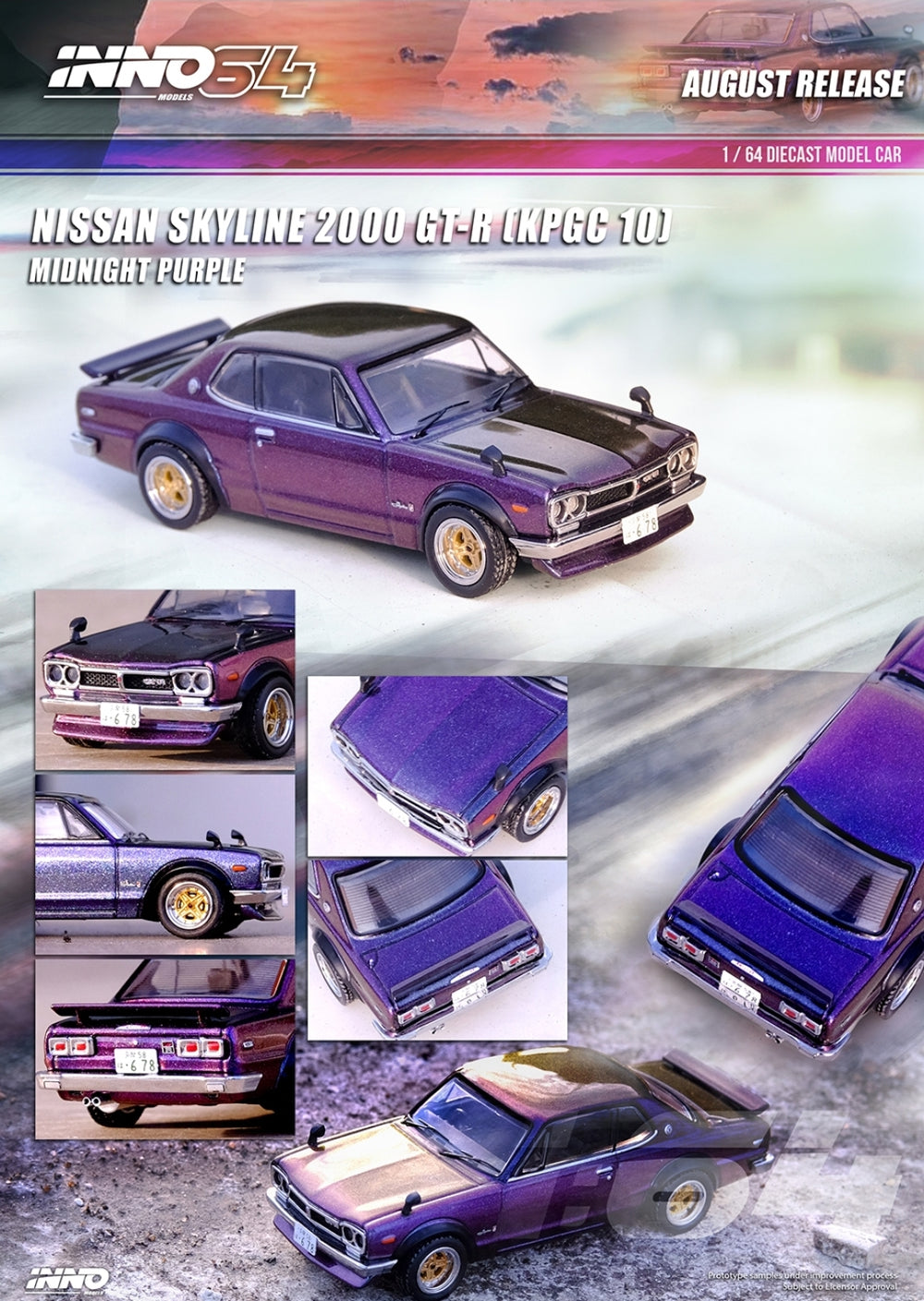 Inno64 NISSAN SKYLINE 2000 GT-R (KPGC10) Midnight Purple II