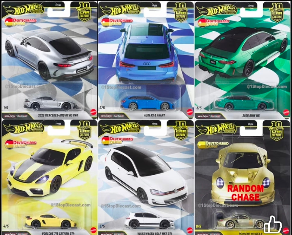 (Preorder) Hot Wheels Deutschland Design Assortment 5" piece Set "Car Culture 10th Anniversary"