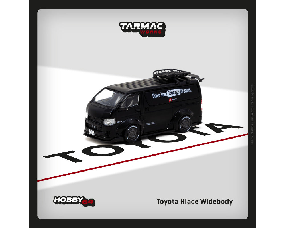 Tarmac Works 1:64 Toyota Hiace Widebody with Rack – Black – Hobby64