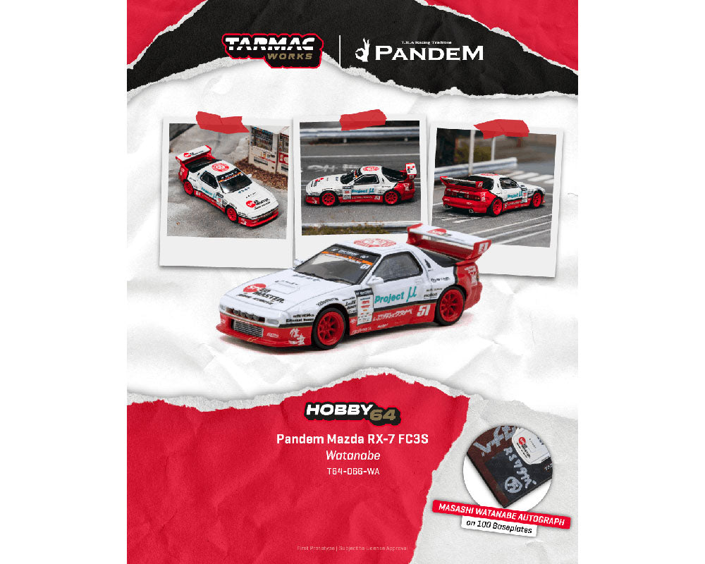 (Preorder) Tarmac Works 1:64 Pandem Mazda RX-7 FC3S Watanabe – Hobby64