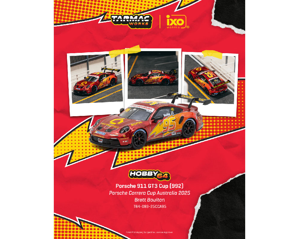 (Preorder) Tarmac Works 1:64 Porsche 911 GT3 Cup (992) Porsche Carrera Cup Australia 2025 Brett Boulton – Hobby64