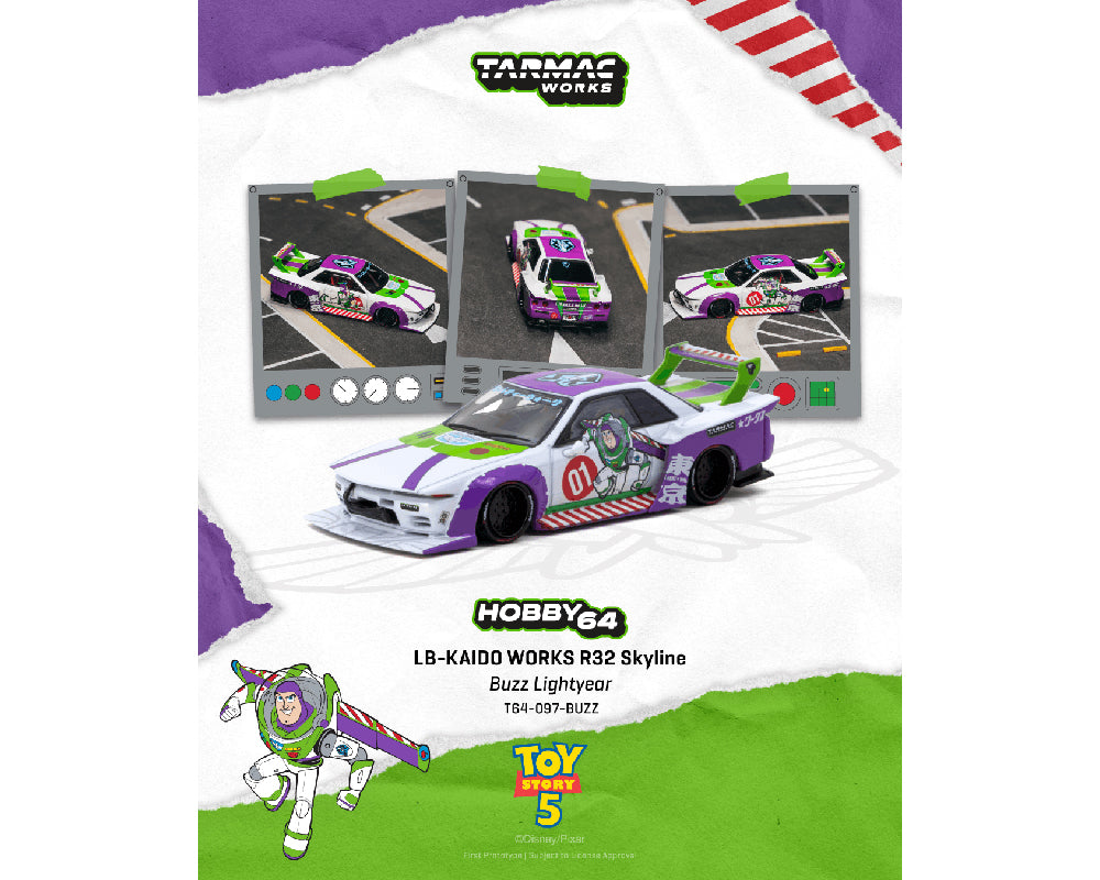(Preorder) Tarmac Works 1:64 LB-Kaido Works R32 SKYLINE Disney Buzz Lightyear – White- Hobby64