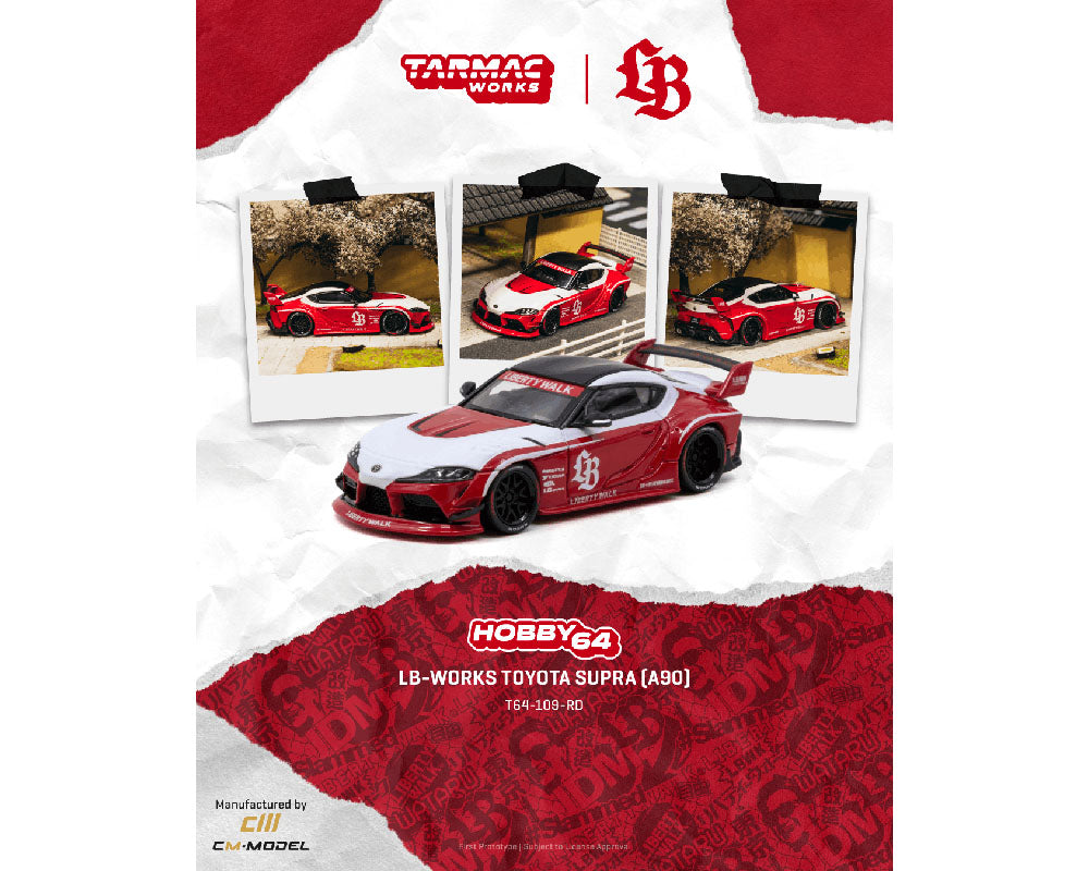 (Preorder) Tarmac Works 1:64 LB-WORKS TOYOTA SUPRA (A90) – Red – Hobby64