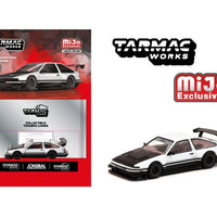 (Preorder) Tarmac Works 1:64 Toyota Sprinter Trueno AE86 Widebody by Jon Sibal with Trading Card – White – MiJo Exclusives