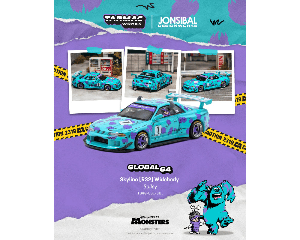 (Preorder) Tarmac Works 1:64 Nissan Skyline GT-R R32 Widebody Jonsibal Disney Sulley – Global64