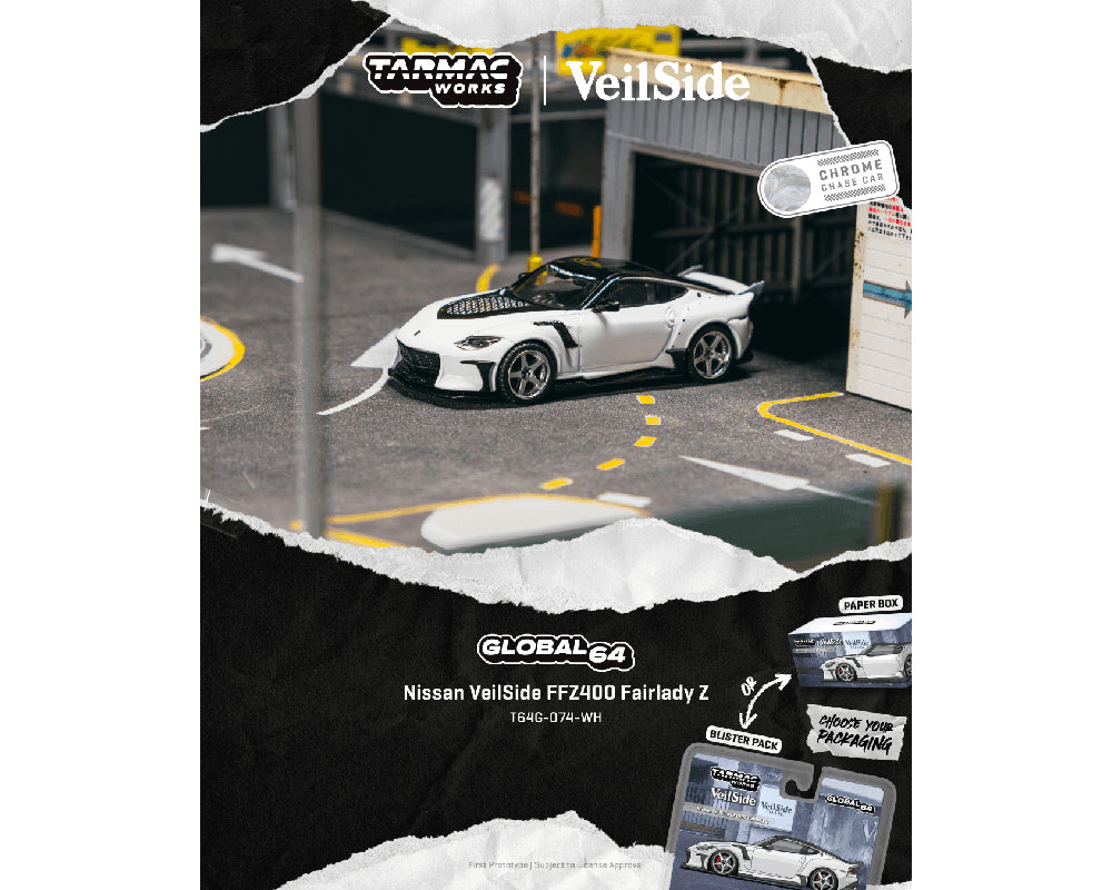 (Preorder) Tarmac Works 1:64 Nissan VeilSide FFZ400 Fairlady Z – White – Global64 – Limited Edition
