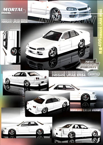 Nissan ER34 SKYLINE URAS Pearl White 1:64 by Mortal