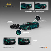 (Preorder) CM Model 1:64 McLaren 765LT – Chrome Green Full Carbon- Limited Edition