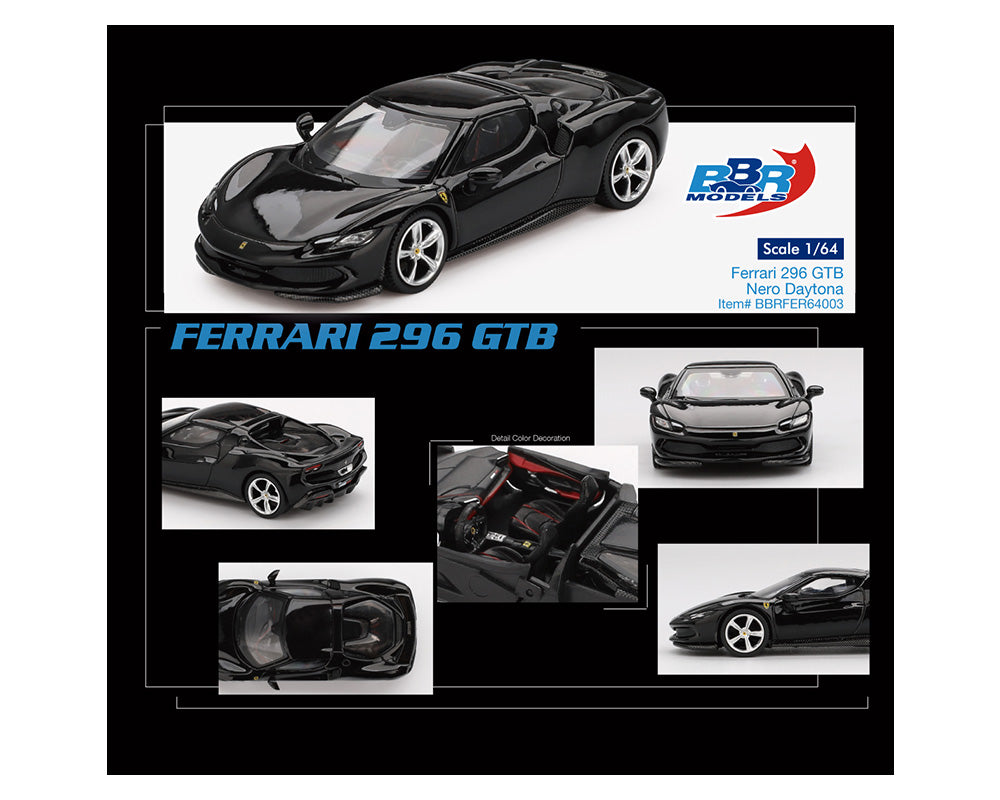 (Preorder) BBR Models 1:64 Ferrari 296 GTB – Nero Daytona – Limited Edition