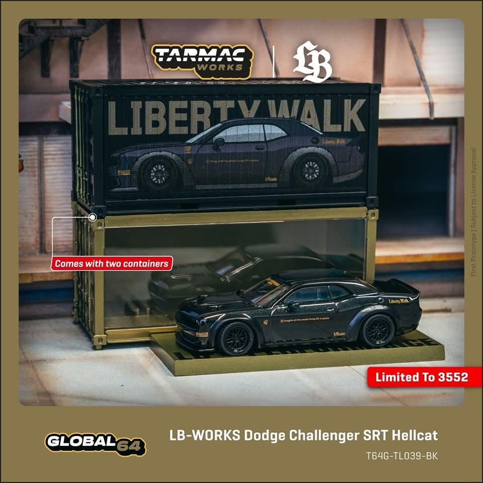 LB-WORKS Dodge Challenger SRT Hellcat Black Metallic with 2 containers
