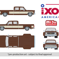 (Preorder) IXO Model 1:64 1979 Chevrolet Silverado C30 Crew Cab Dually Lowered – Cordova Brown and Santa Fe Tan – Limited Edition – Mijo Exclusives
