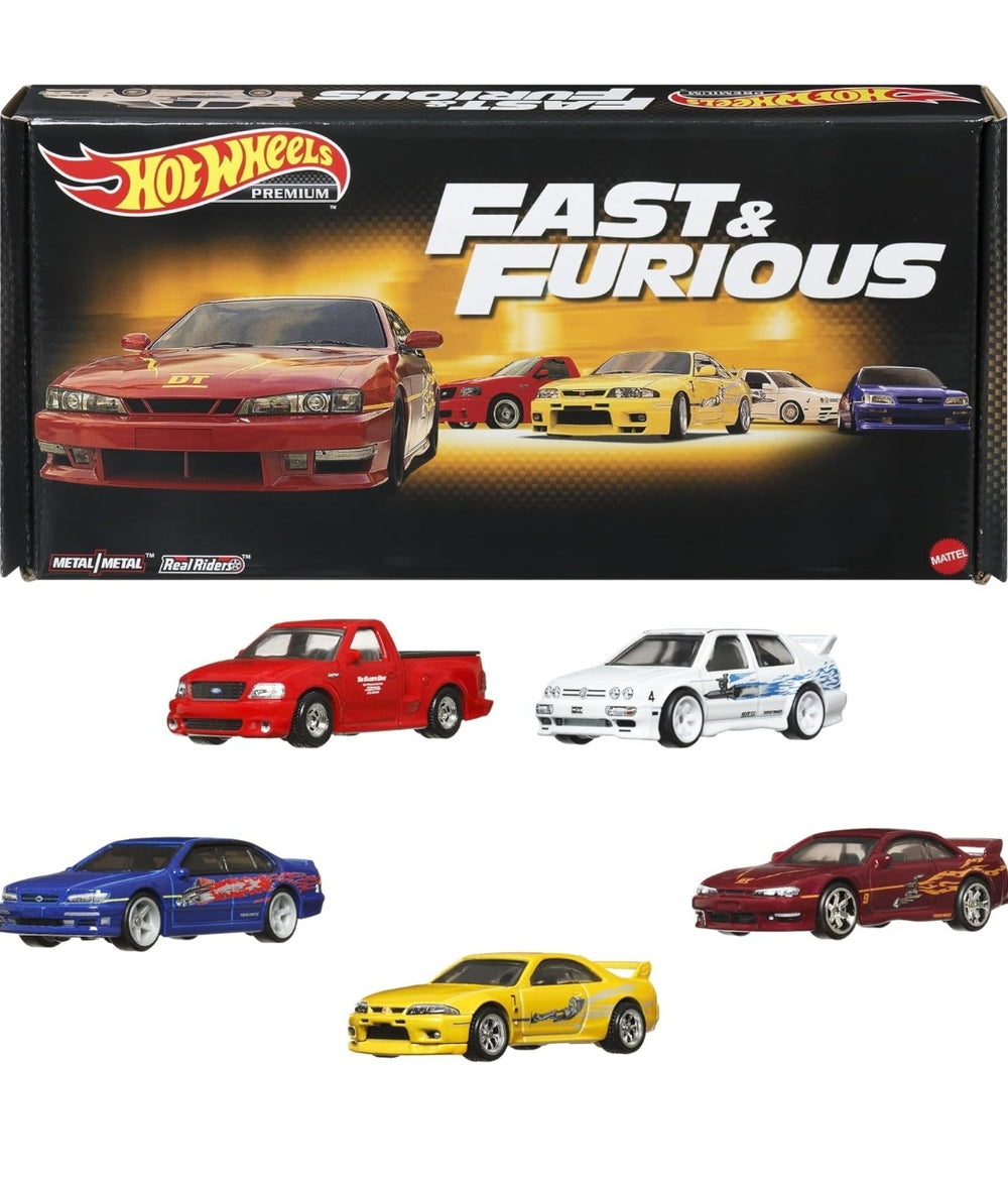 Hot Wheels Premium Original Fast and Furious Premium Bundle, Set of 5 in Collectible Box from The Fast Franchise