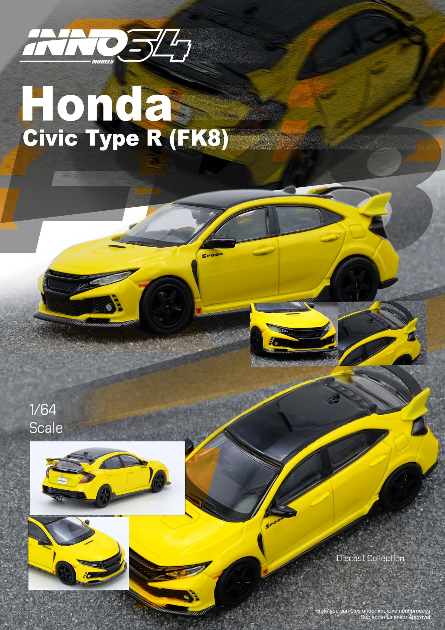 INNO64 HONDA CIVIC TYPE-R (FK8) Yellow