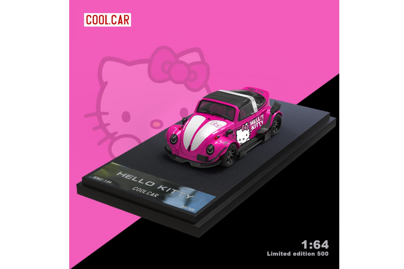 Cool Car 1/64 RWB Volkswagen Beetle Targa Container Set in Hello Kitty Pink