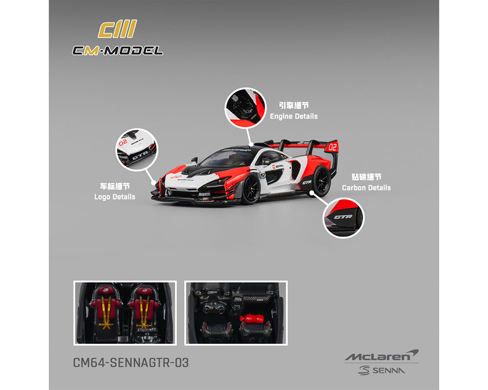 (Preorder) CM Model 1:64 McLaren Senna GTR – White Red- Limited Edition