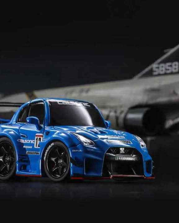 KR 1/64 GT-R R35 Egg Q Car Resin Model Blue