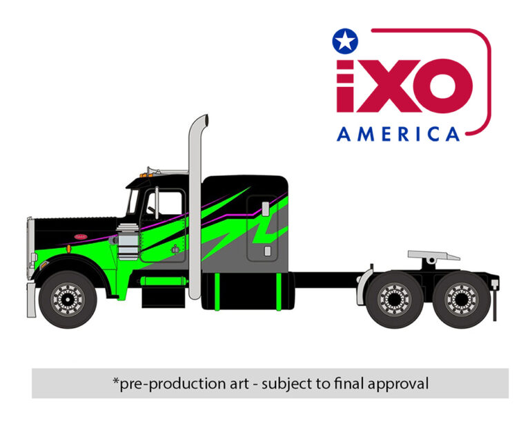 (Preorder) IXO Models 1:64 1973 Peterbilt 359 – Black and Lime
