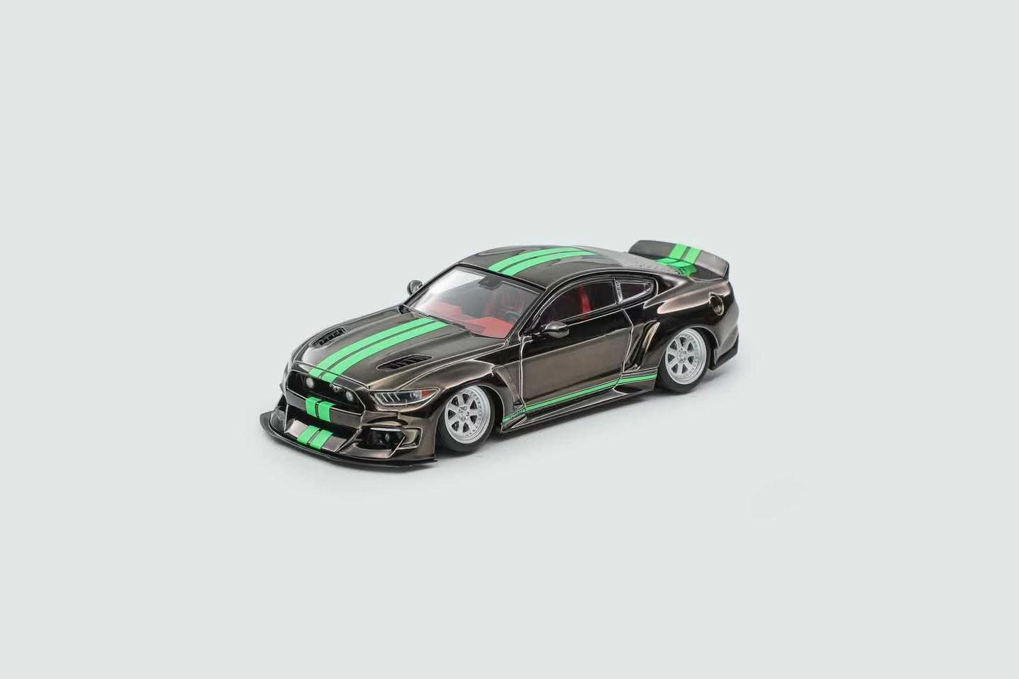 (Copy) Liberty 1:64 The sixth-generation Mustang Clinched widebody kit (low enough, wide enough)Chrome Gun Grey +Fluorescent Green Stripes