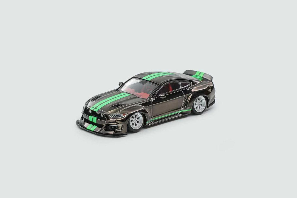 (Copy) Liberty 1:64 The sixth-generation Mustang Clinched widebody kit (low enough, wide enough)Chrome Gun Grey +Fluorescent Green Stripes