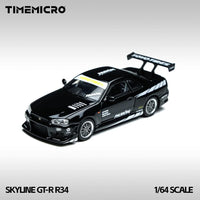 TimeMicro 1:64 Skyline GT-R R34 - "Black Street" Black Alloy Simulation Ca