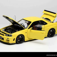 MOTORHELIX 1/18 NISSAN SKYLINE GT-R (R34) 1999  ( OPENING PARTS )  - YELLOW M83412