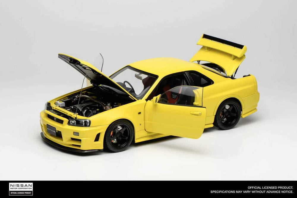 MOTORHELIX 1/18 NISSAN SKYLINE GT-R (R34) 1999  ( OPENING PARTS )  - YELLOW M83412