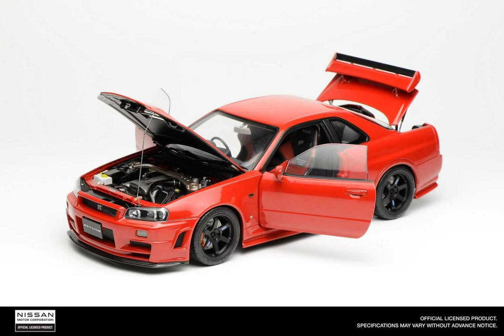 MOTORHELIX 1/18 NISSAN SKYLINE GT-R (R34) 1999  ( OPENING PARTS )  - Red
