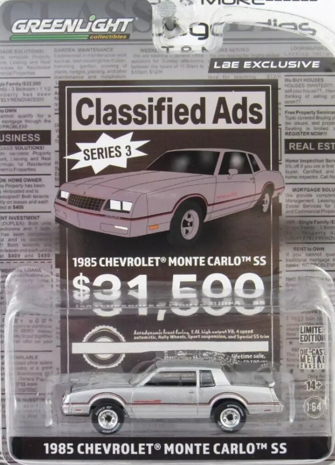 2024 Greenlight LBE Exclusive Classified Ads R3: 1985 CHEVROLET MONTE CARLO SS S