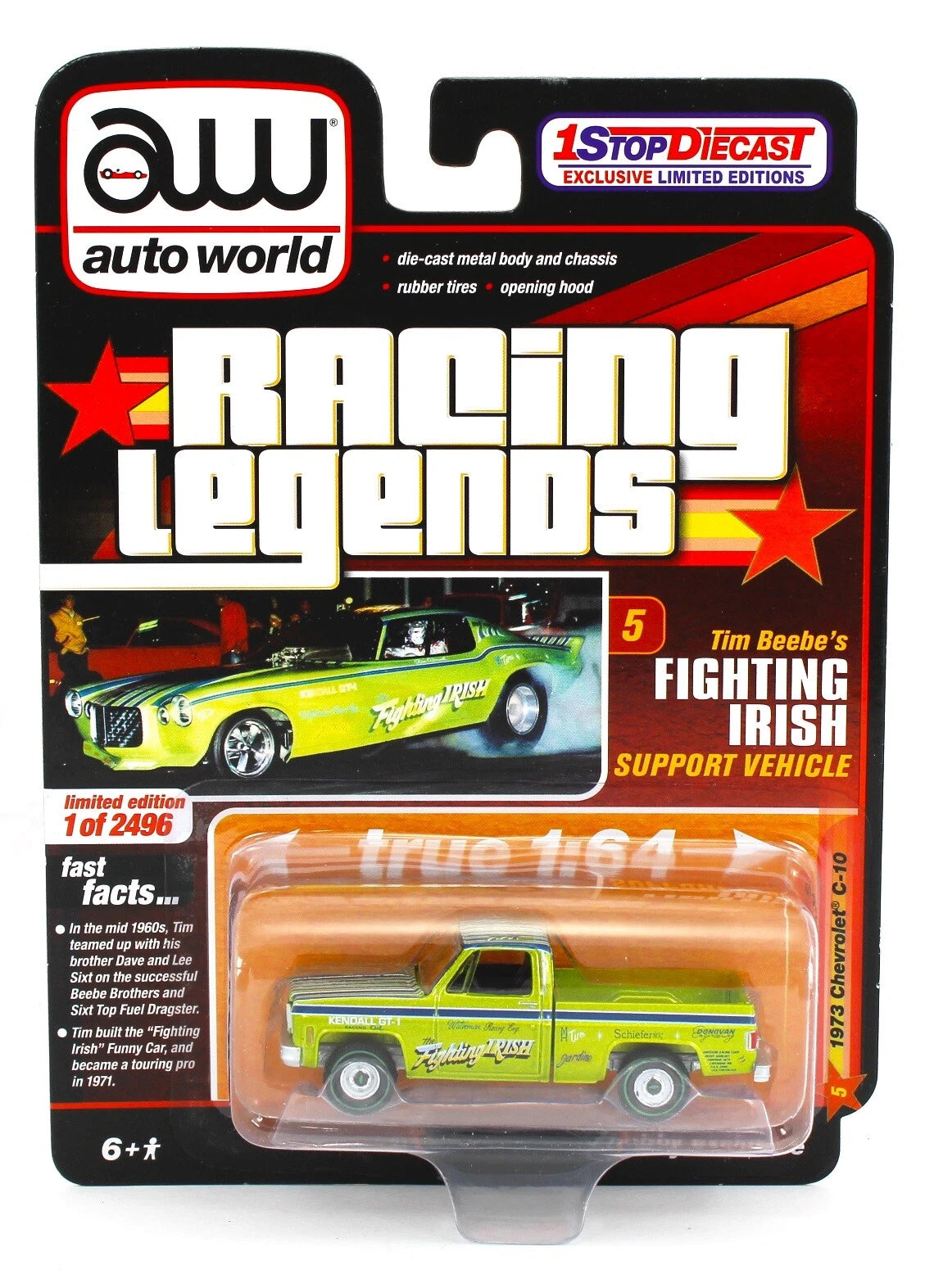 AW 1:64 1 Stop Racing Legend-Chevy 1973 Fighting Irish