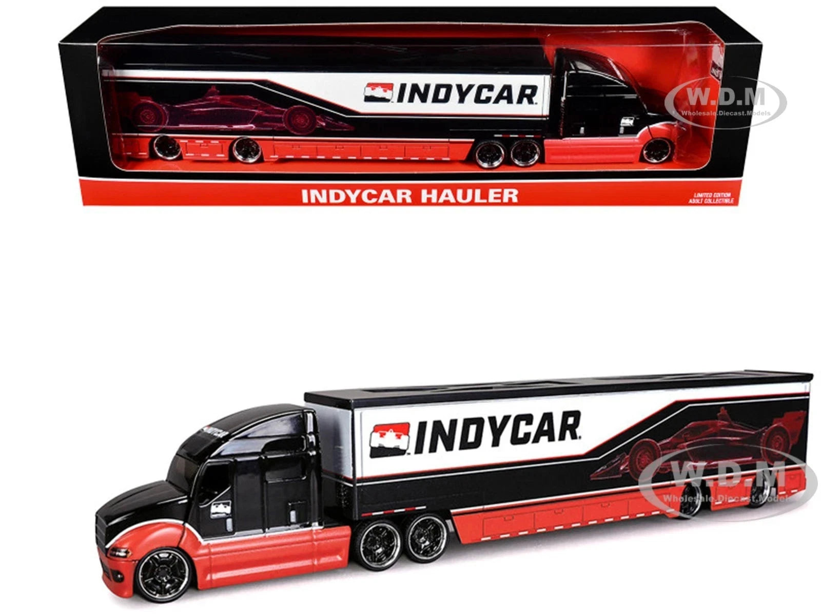 INDYCAR HAULER BLACK & RED 1/64 DIECAST MODEL BY IXO IND64050