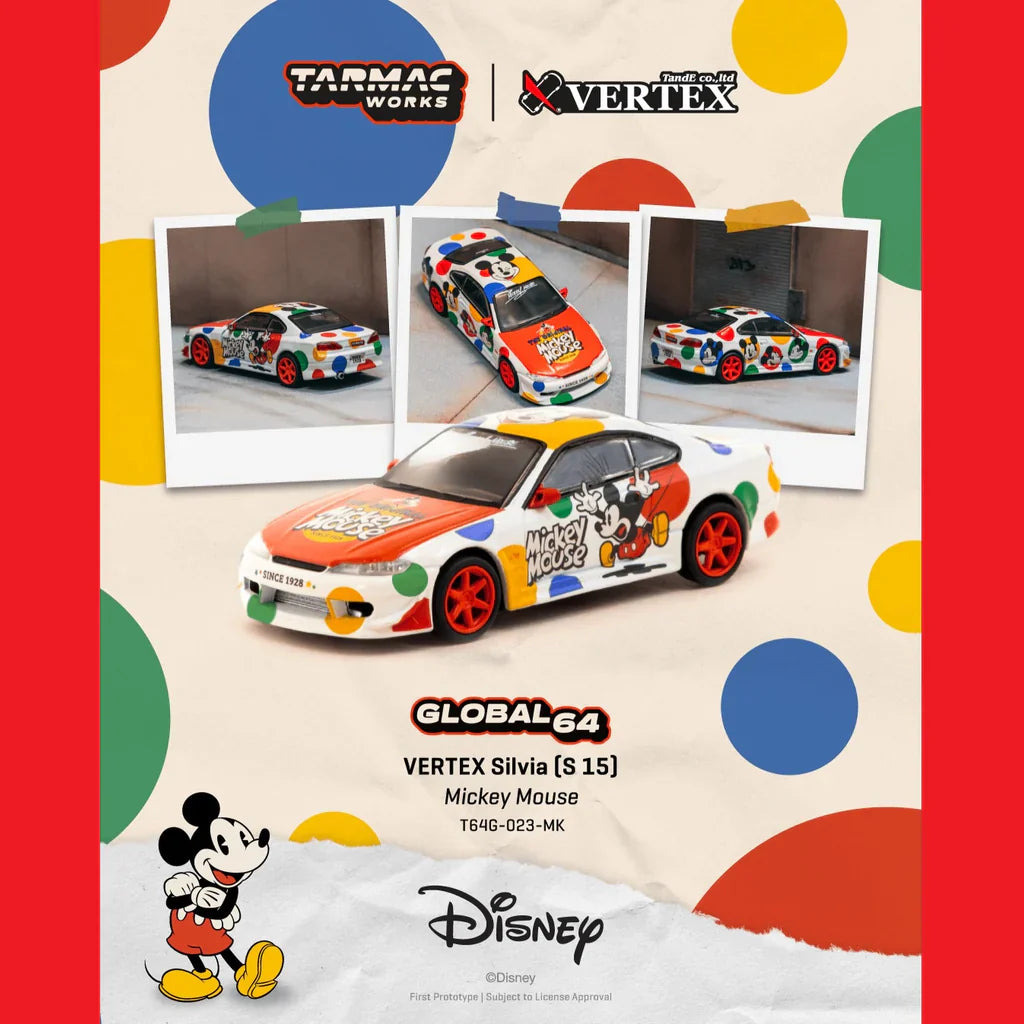 Tarmac Works 1:64 VERTEX Nissan Silvia (S15) Mickey Mouse T64G-023-MK