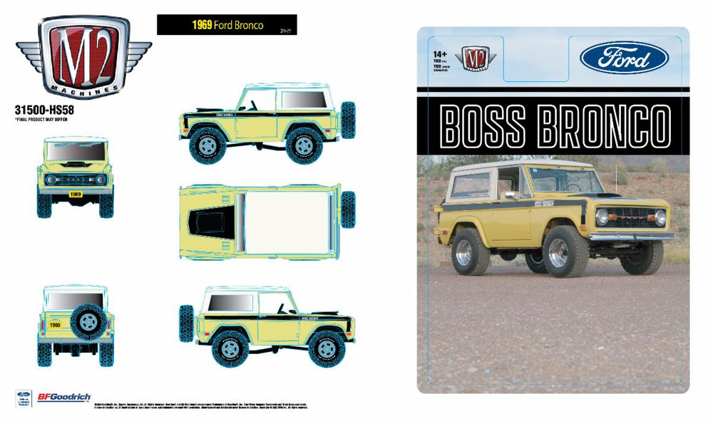 M2 Machines 1969 Ford Bronco  Boss Bronco Edition (31500-HS58)
