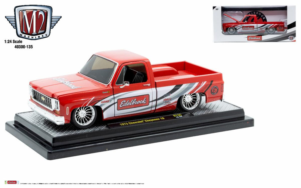 M2 Machines – 1:24 Scale Edelbrock 1973 Chevrolet Cheyenne 10 (40300-135) - A