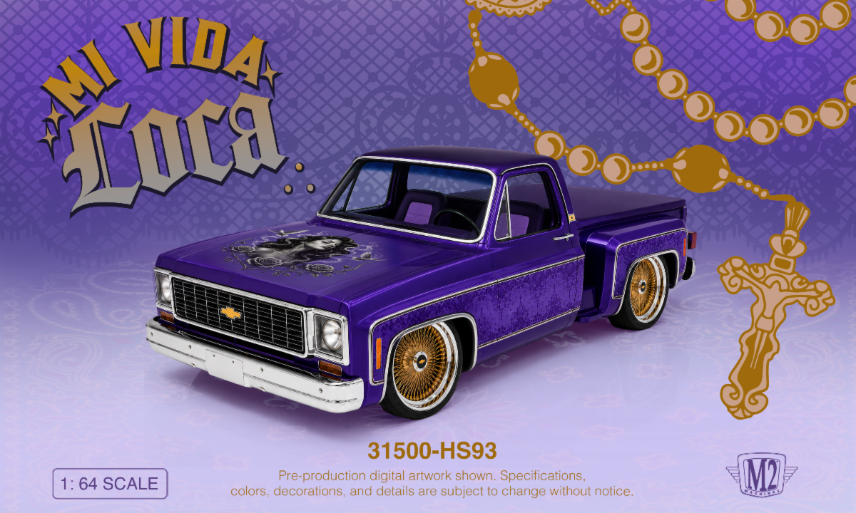 M2 Hobby Exclusive M2 Machines 1973 Chevrolet Cheyenne 10 Stepside Mi Vida Loca