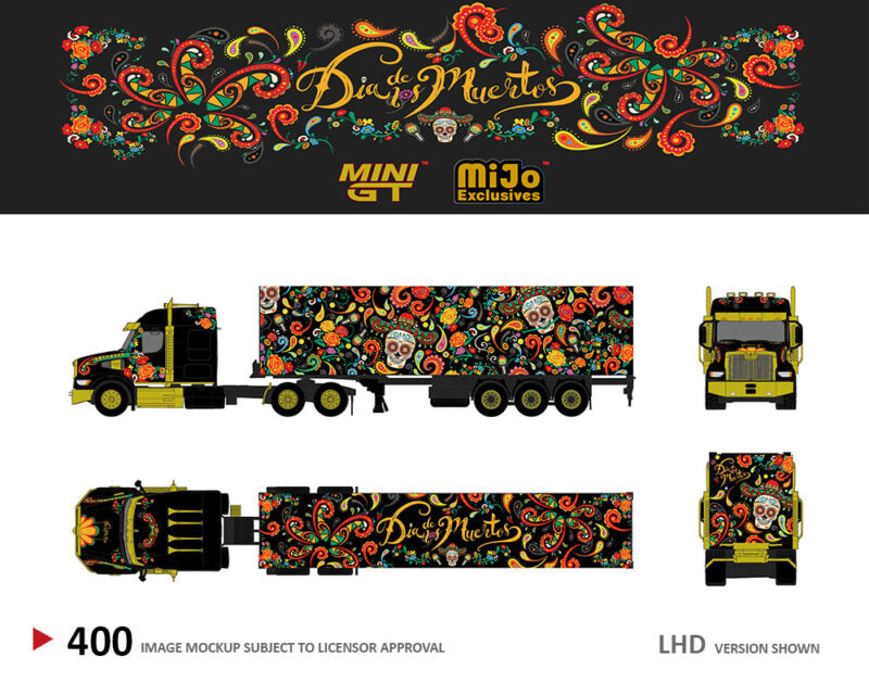 Mini GT 1:64 Mijo Exclusive Western Star 49X with 40 Ft Container Day Of The Dead “Dias De Los Muertos” 2022 Limited Edition