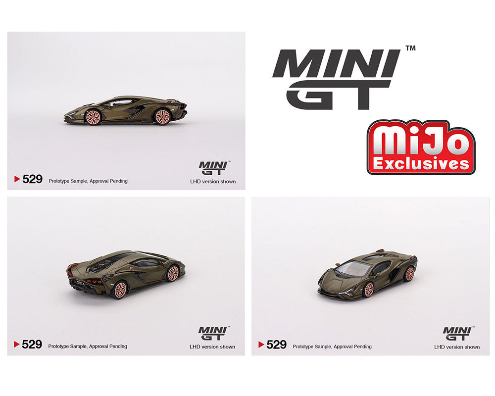 Mini GT 1:64 Lamborghini Sián FKP 37 Presentation – Matte Green – Mijo Exclusives