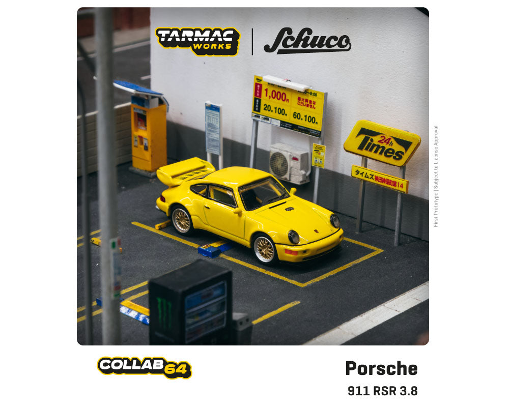 Tarmac Works 1:64 Schuco Porsche 911 RSR 3.8 Yellow